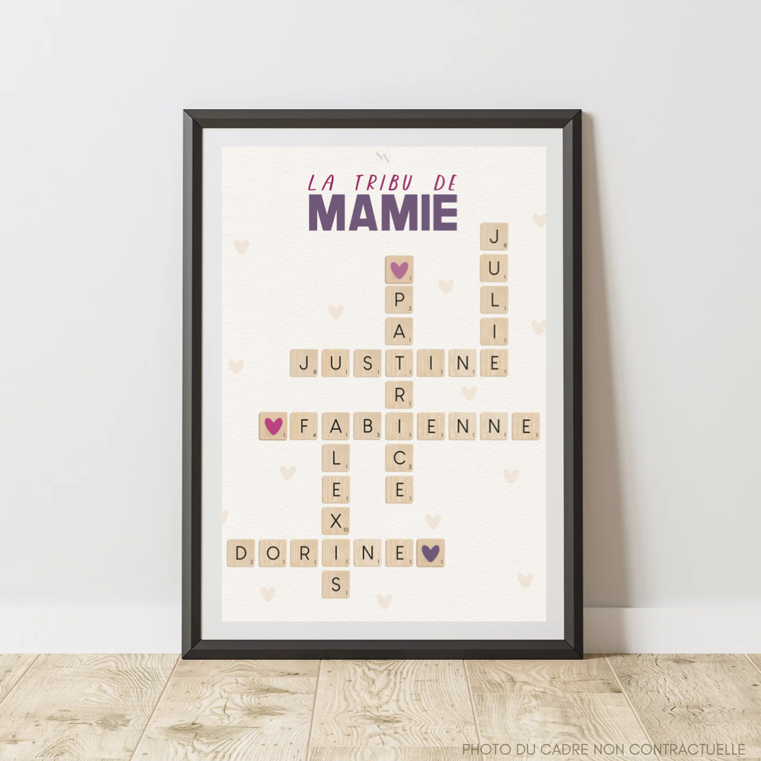 Affiche Personnalisée Scrabble Tribu de Mamie
