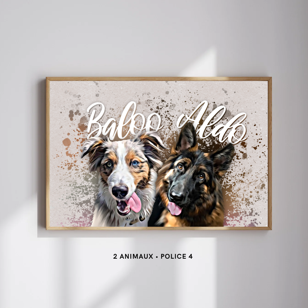 Affiche personnalisée Animaux « Nouddle » (1 à 4 animaux)
