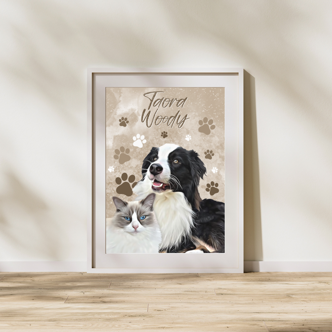 Affiche Personnalisée Artiste Pattoune (1 à 3 animaux)