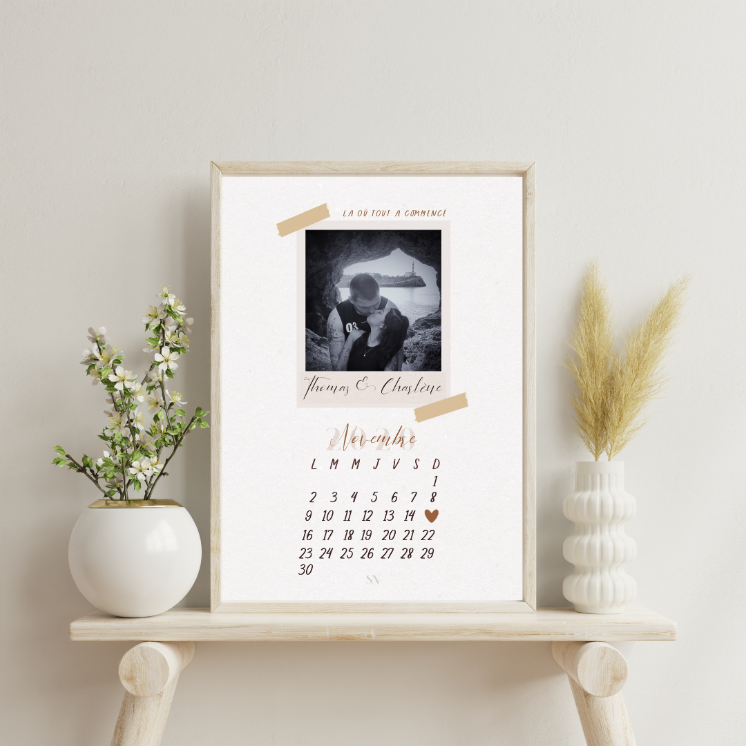 Affiche personnalisée Couple Calendrier.