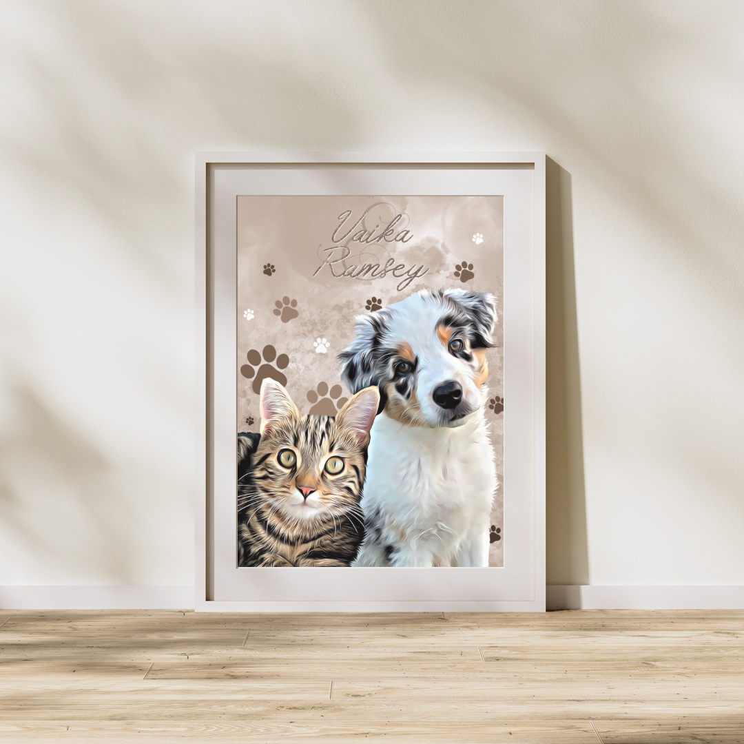 Affiche Personnalisée Artiste Pattoune (1 à 3 animaux)