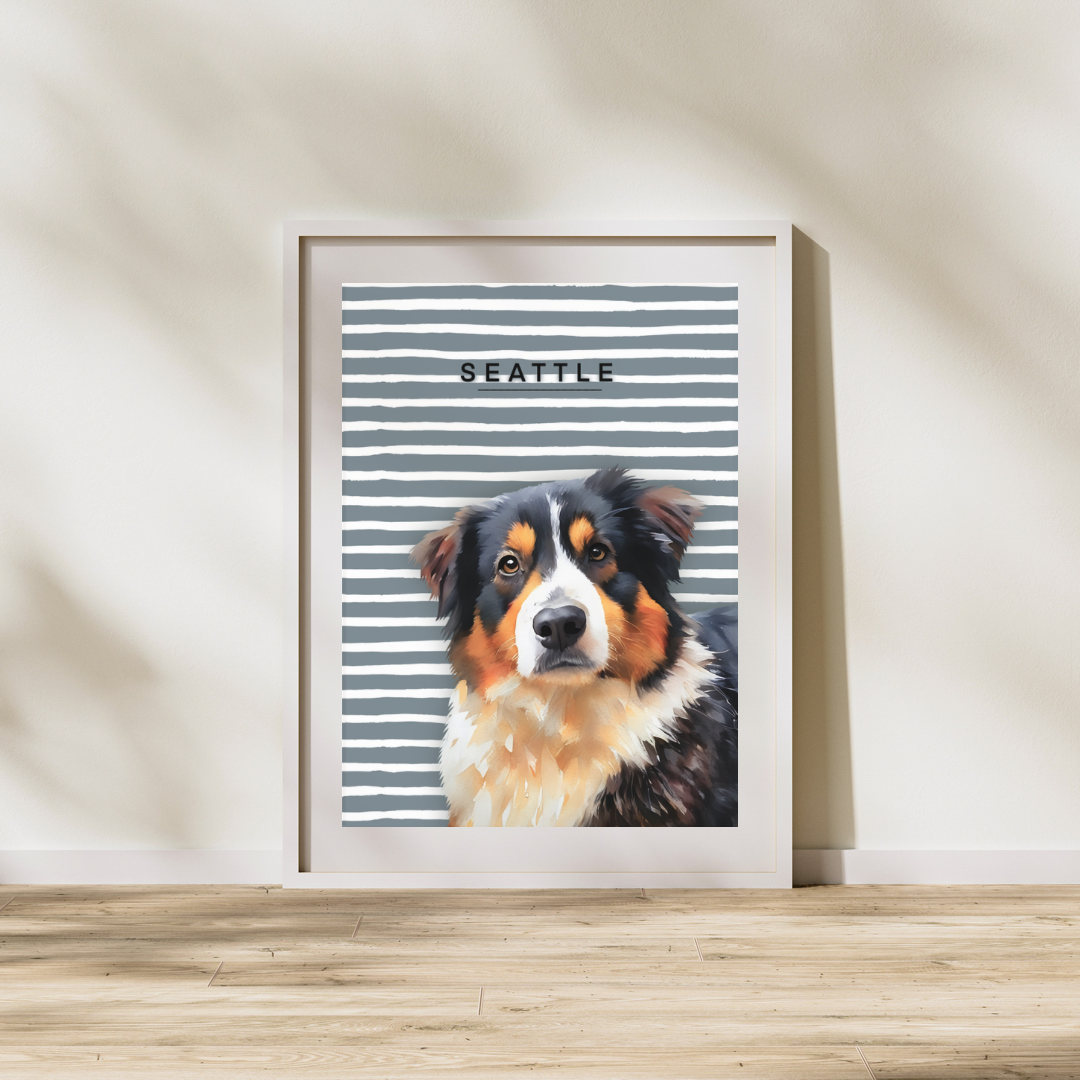 Affiche Personnalisée Aquarelle + Fond (Un Animal)