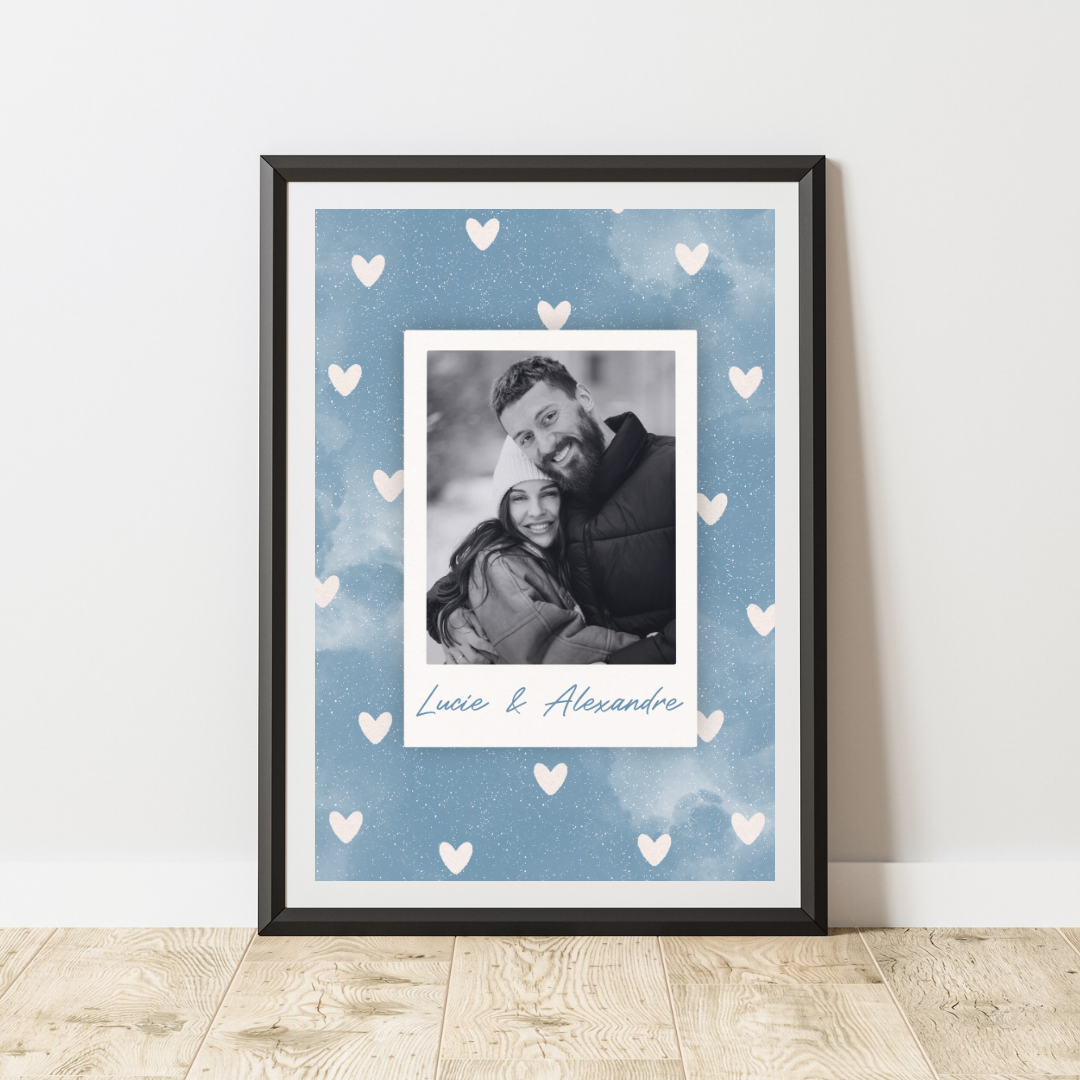 Affiche Personnalisée Photo Polaroïd Coeur Couleur
