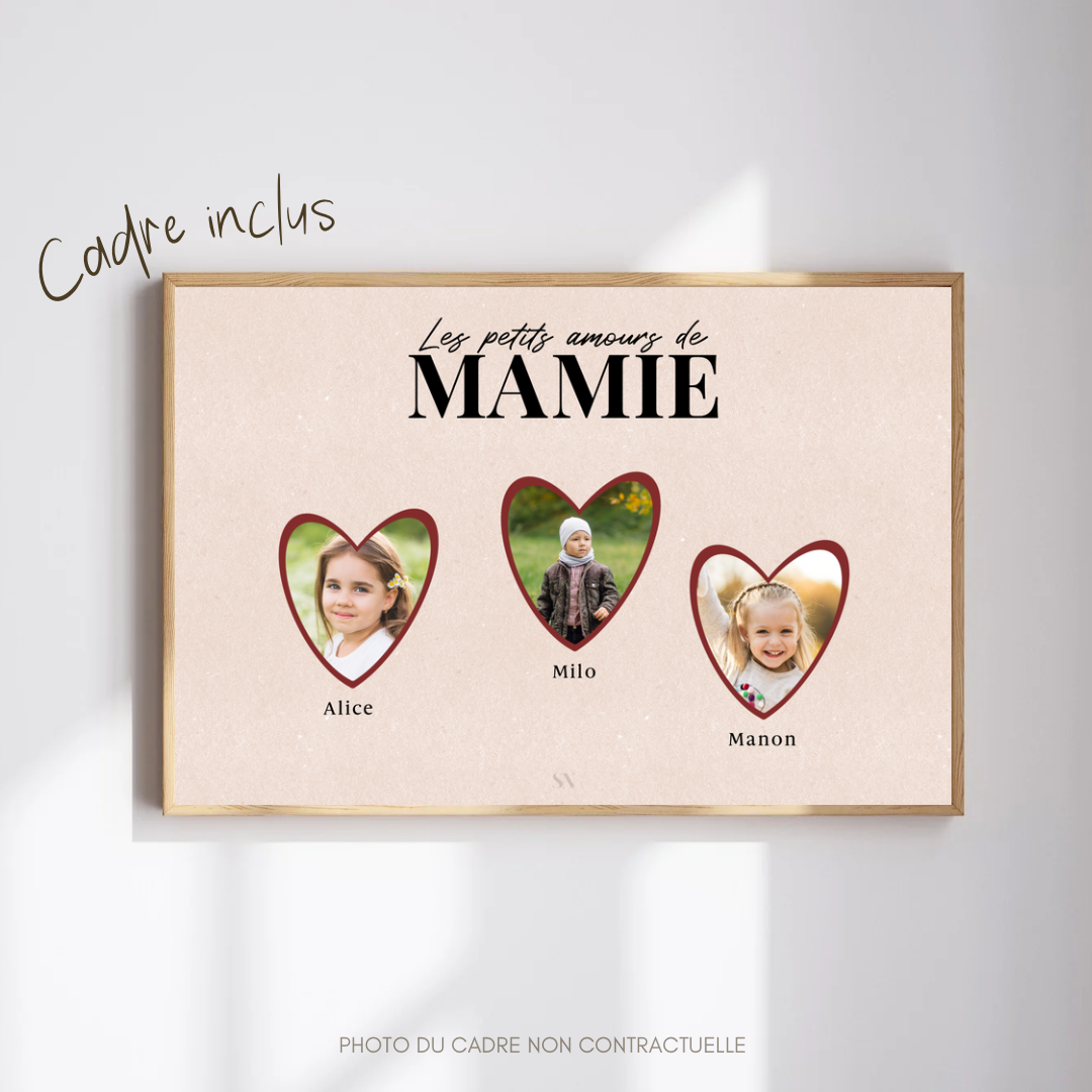 Affiche Personnalisée Les petits amours de Mamie + cadre