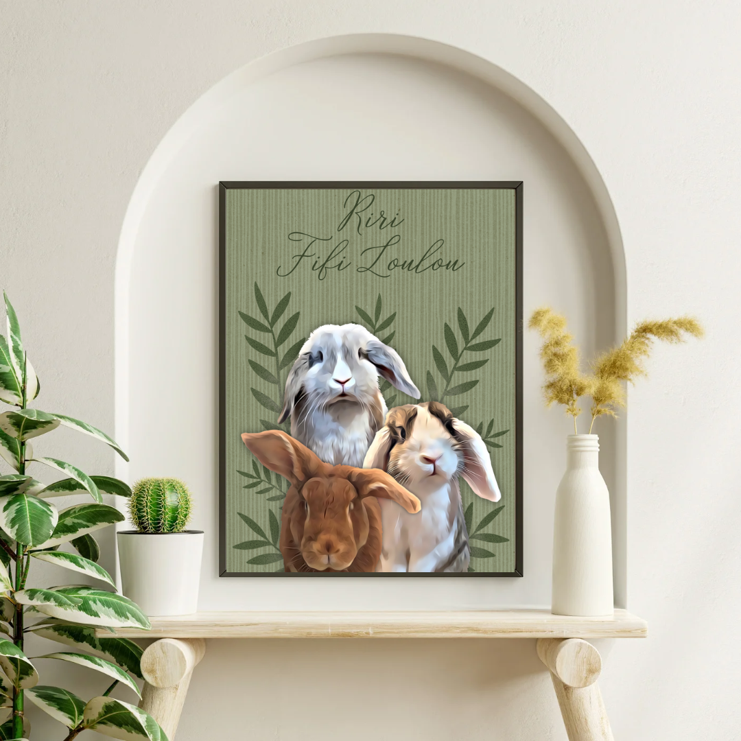 Affiche personnalisée Animaux Feuillage (1 à 4 animaux)