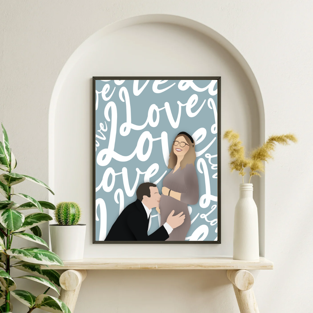 Affiche personnalisée Minimaliste Fond « Love » (De 1 à 6 personnes.)