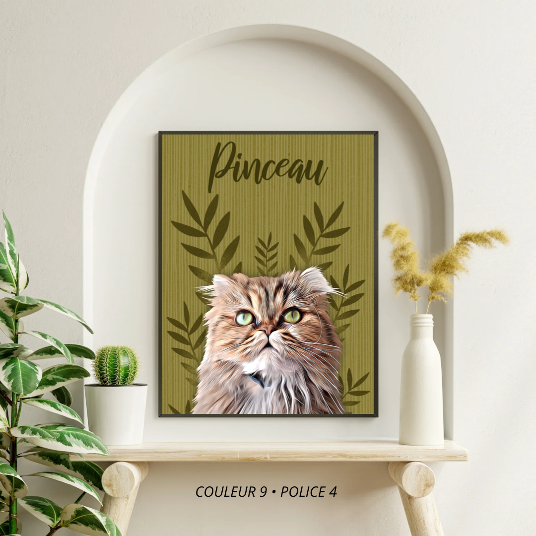 Affiche personnalisée Animaux Fond Feuillage (1 à 4 animaux)