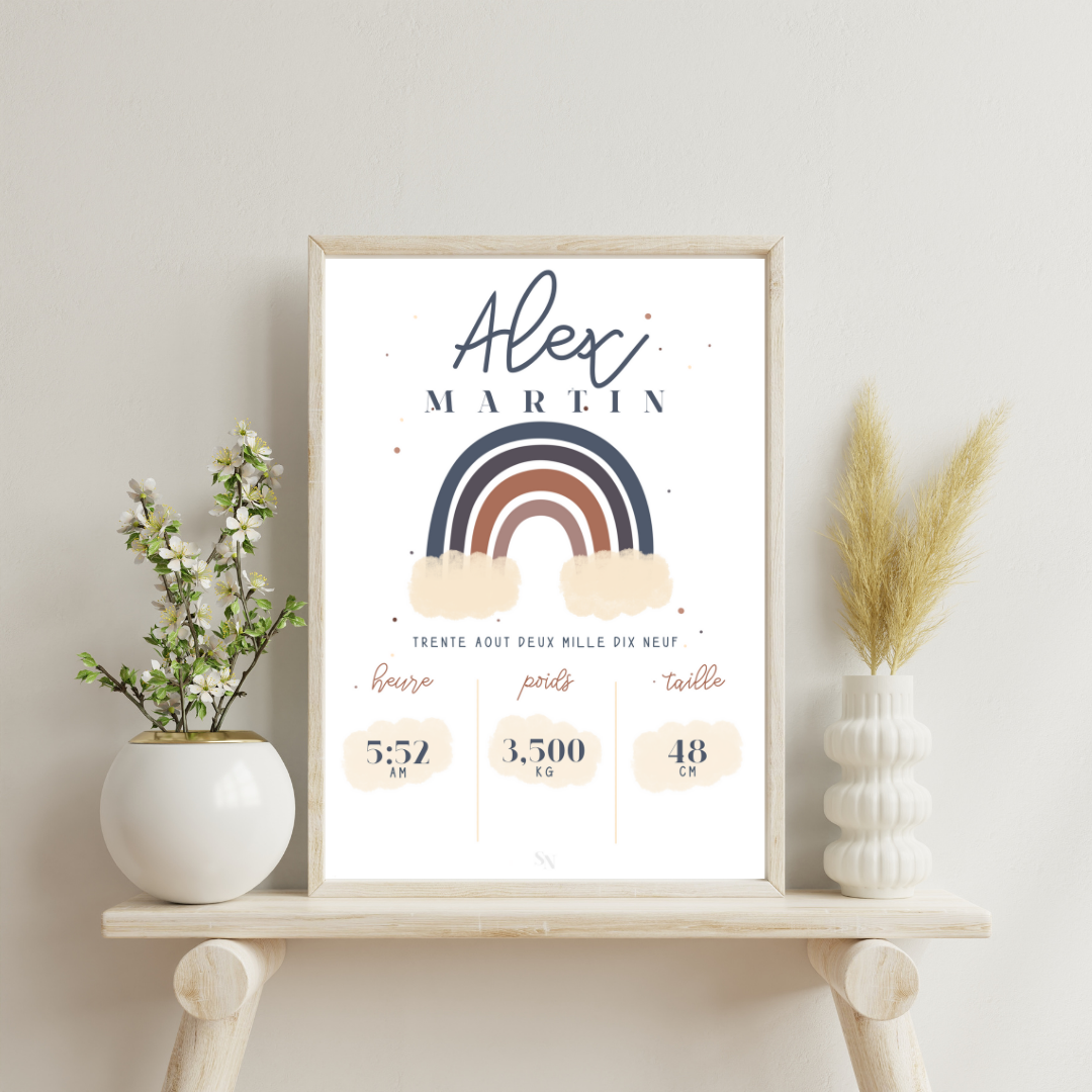 Affiche personnalisée Naissance Arc en Ciel