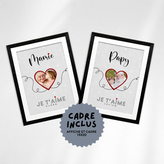 Affiche personnalisée Coeur Mamie / Papy