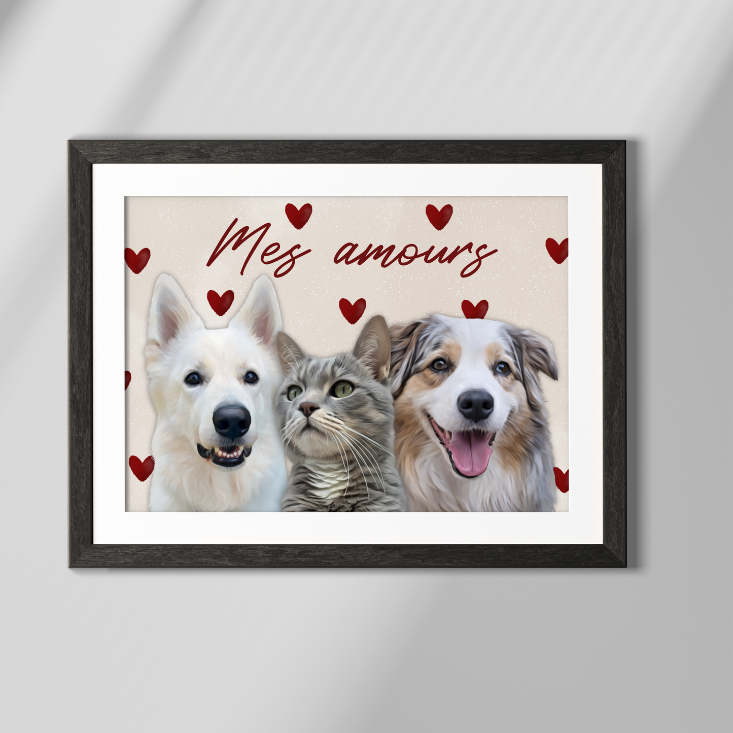 Affiche personnalisée Animaux Love (1 à 4 animaux)