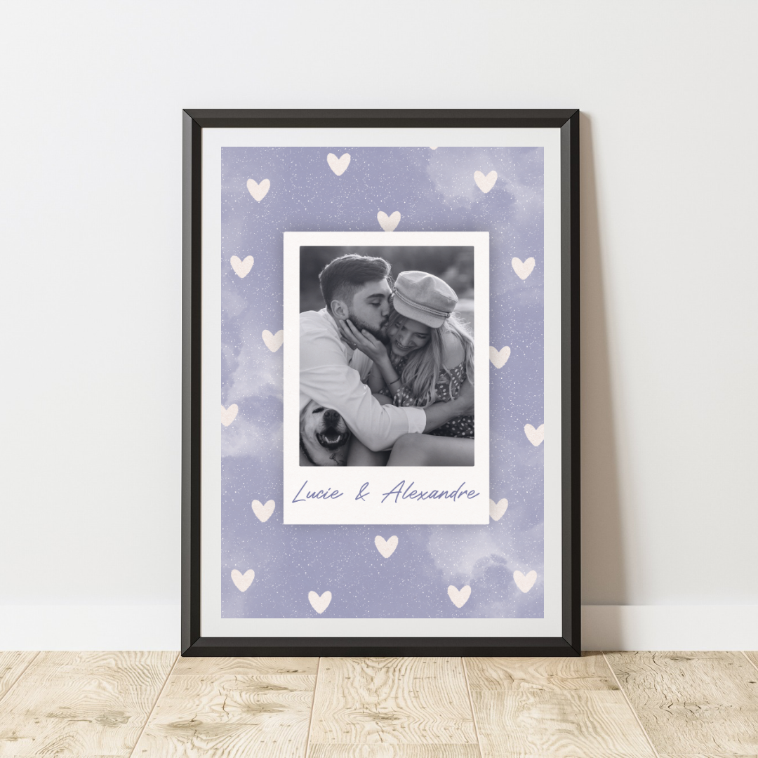 Affiche Personnalisée Photo Polaroïd Coeur Couleur