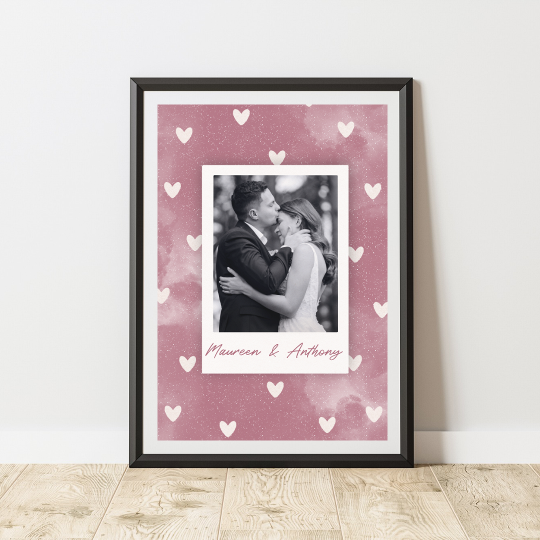 Affiche Personnalisée Photo Polaroïd Coeur Couleur