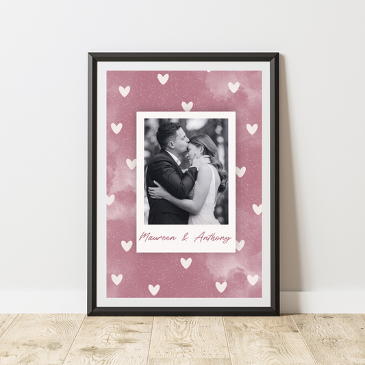 Affiche Personnalisée Photo Polaroïd Coeur Couleur