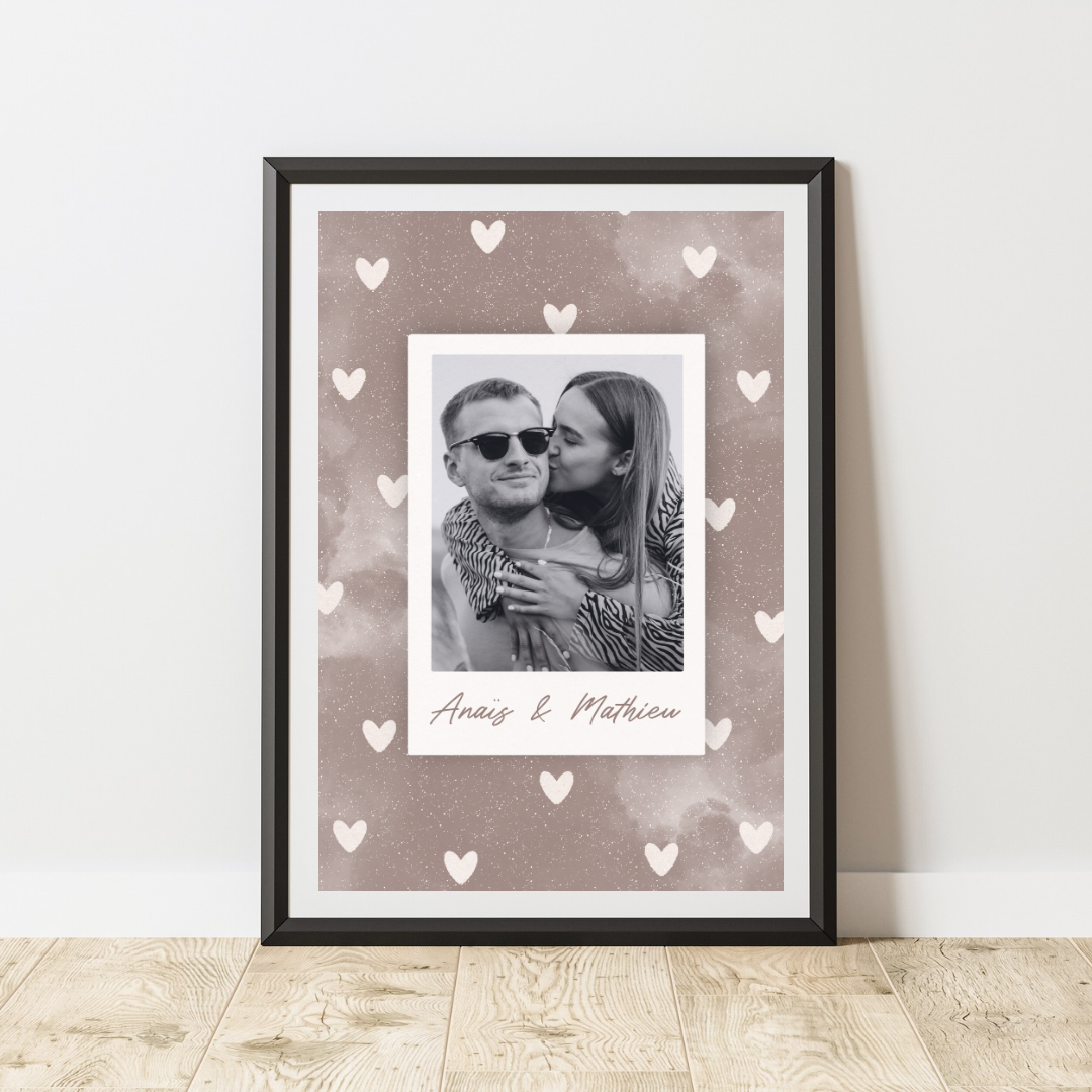 Affiche Personnalisée Photo Polaroïd Coeur Couleur